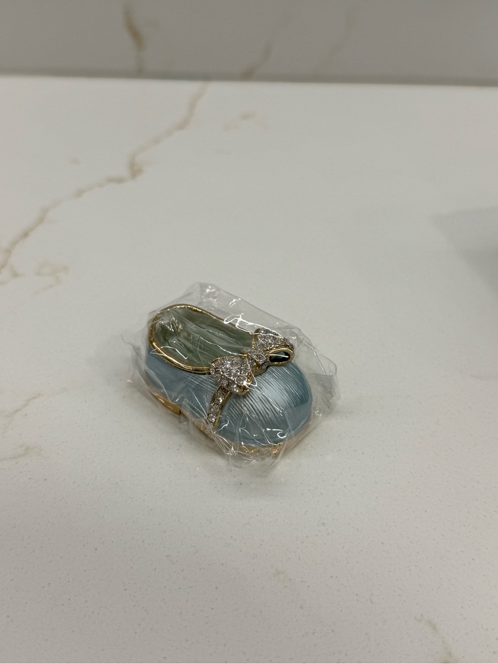 Blue Crystal Bow Trinket Box